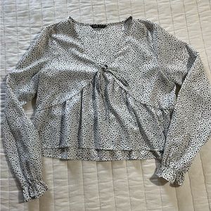 SHEIN Gray Peplum Blouse with Bishop Sleeves